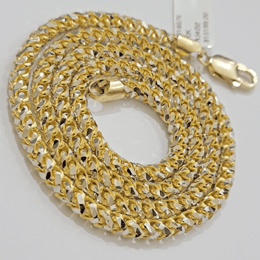 10k Yellow Gold Palm Box Chain Necklace Diamond cut 4mm 22" Real Solid Men Women - Reva Jeweler