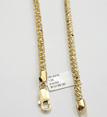 10k Yellow Gold Palm Box Chain Necklace Diamond cut 4mm 22" Real Solid Men Women - Reva Jeweler