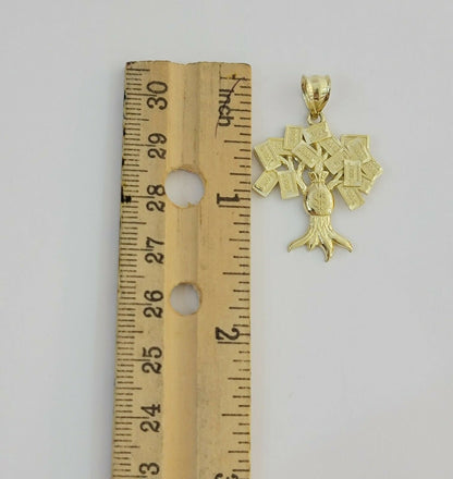10k Yellow Gold Pendant & 10kt Rope Necklace 22", Money Tree Charm 10kt ,UNIQUE - Reva Jeweler