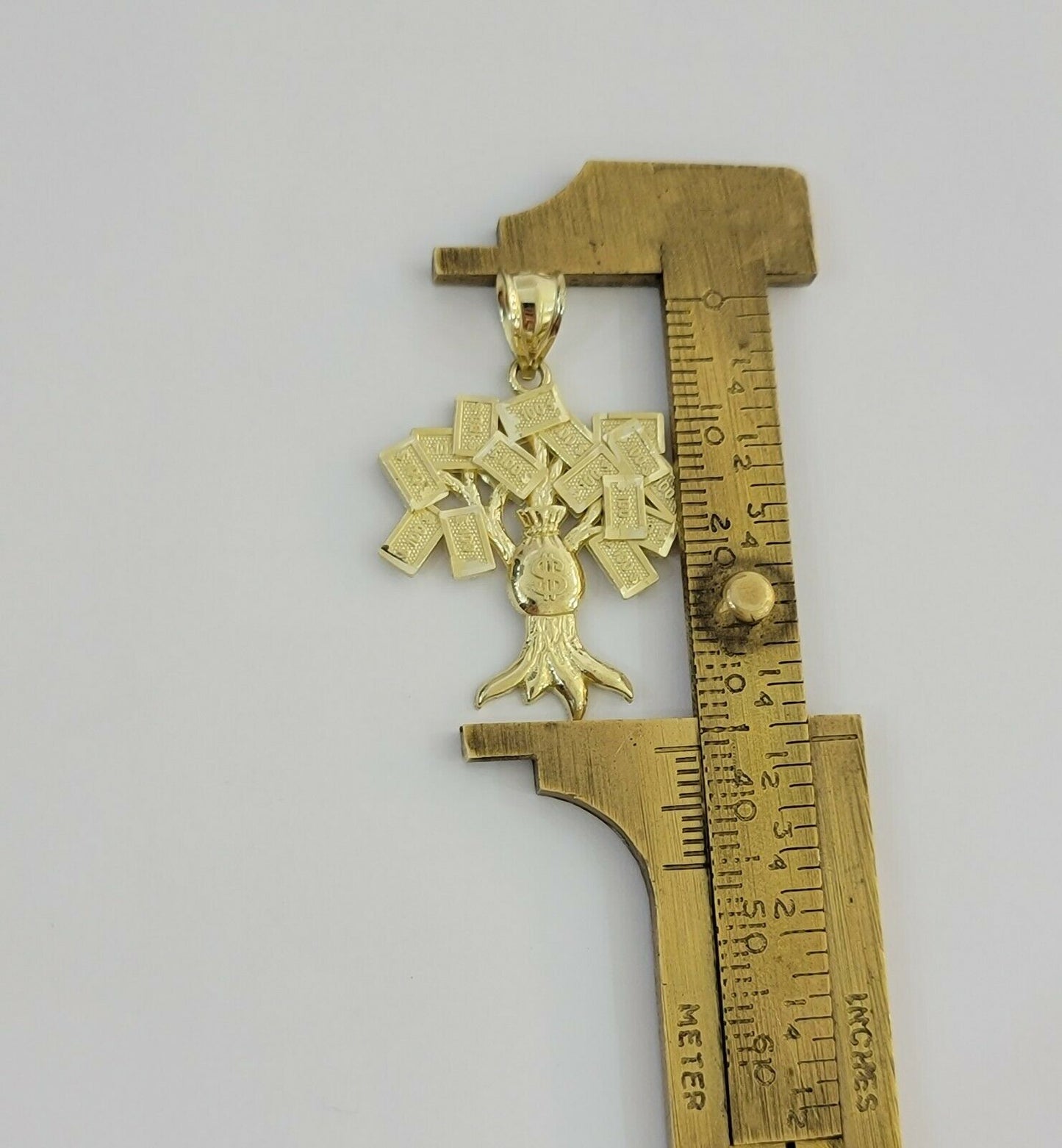 10k Yellow Gold Pendant & 10kt Rope Necklace 22", Money Tree Charm 10kt ,UNIQUE - Reva Jeweler