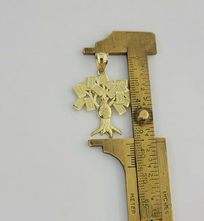 10k Yellow Gold Pendant & 10kt Rope Necklace 22", Money Tree Charm 10kt ,UNIQUE - Reva Jeweler