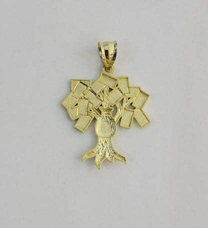 10k Yellow Gold Pendant & 10kt Rope Necklace 22", Money Tree Charm 10kt ,UNIQUE - Reva Jeweler