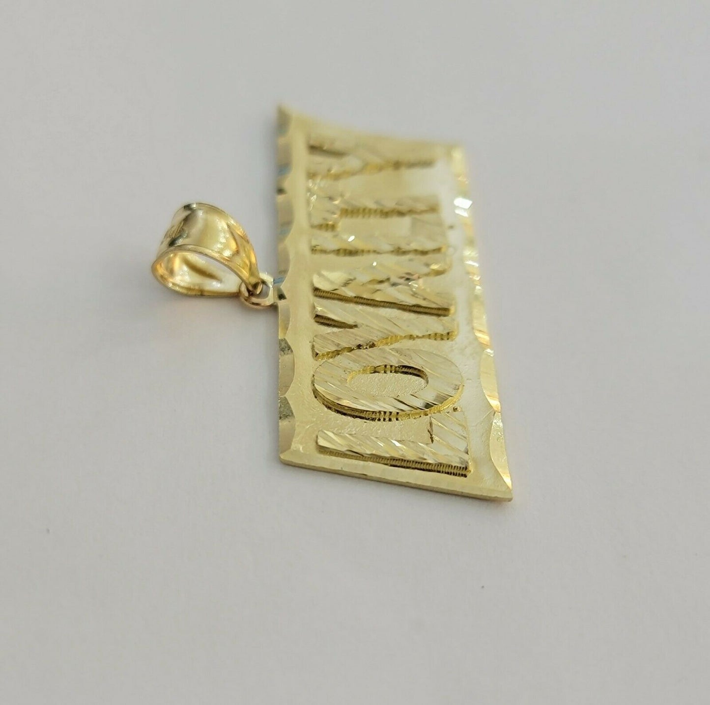 10k Yellow Gold Pendant & 10kt Rope Necklace 22"Chain LOYALITY Charm UNIQUE,10kt - Reva Jeweler