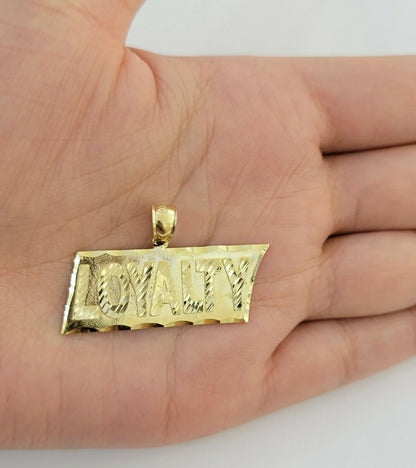 10k Yellow Gold Pendant & 10kt Rope Necklace 22"Chain LOYALITY Charm UNIQUE,10kt - Reva Jeweler