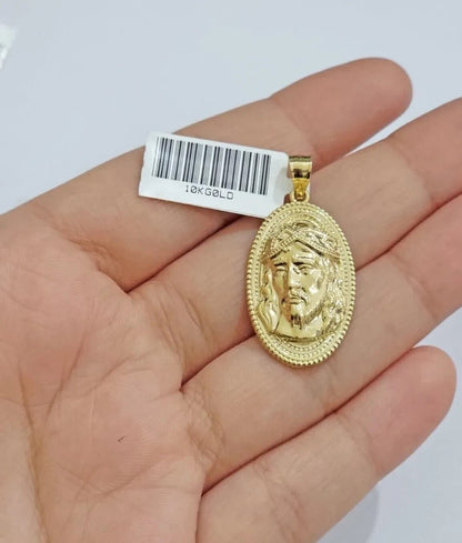 10k Yellow Gold Pendant Jesus Head Face Charm REAL 10kt For Men Women - Reva Jeweler