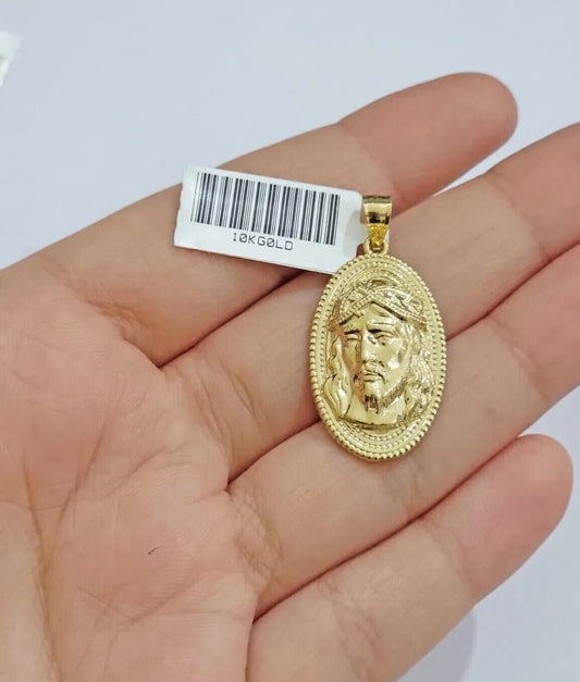 10k Yellow Gold Pendant Jesus Head Face Charm REAL 10kt For Men Women - Reva Jeweler