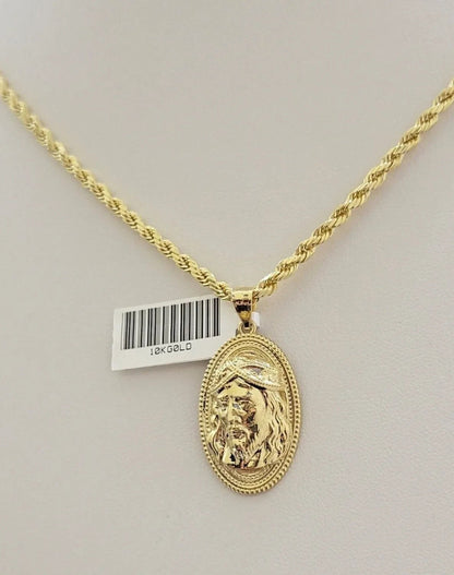 10k Yellow Gold Pendant Jesus Head Face Charm REAL 10kt For Men Women - Reva Jeweler