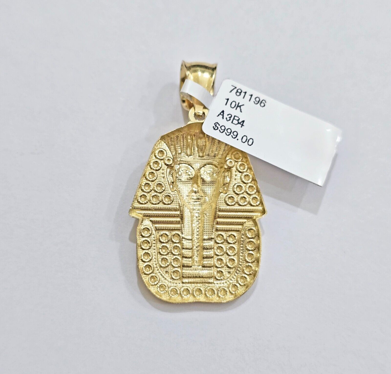 10k Yellow Gold Pendant Pharoah Head Charm Egyptian REAL 10kt For Mens Chain - Reva Jeweler