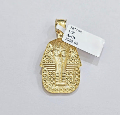 10k Yellow Gold Pendant Pharoah Head Charm Egyptian REAL 10kt For Mens Chain - Reva Jeweler