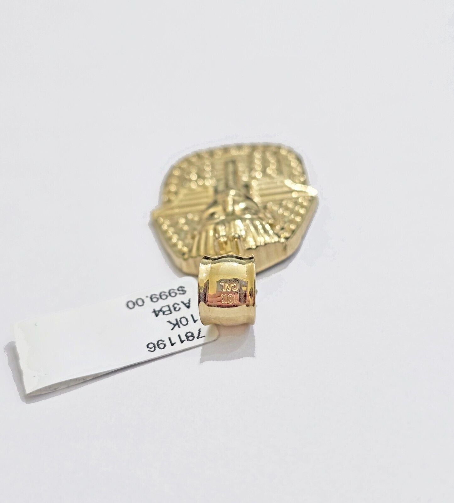 10k Yellow Gold Pendant Pharoah Head Charm Egyptian REAL 10kt For Mens Chain - Reva Jeweler