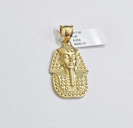 10k Yellow Gold Pendant Pharoah Head Charm Egyptian REAL 10kt For Mens Chain - Reva Jeweler
