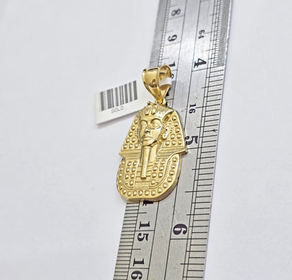 10k Yellow Gold Pendant Pharoah Head Charm Egyptian REAL 10kt For Mens Chain - Reva Jeweler