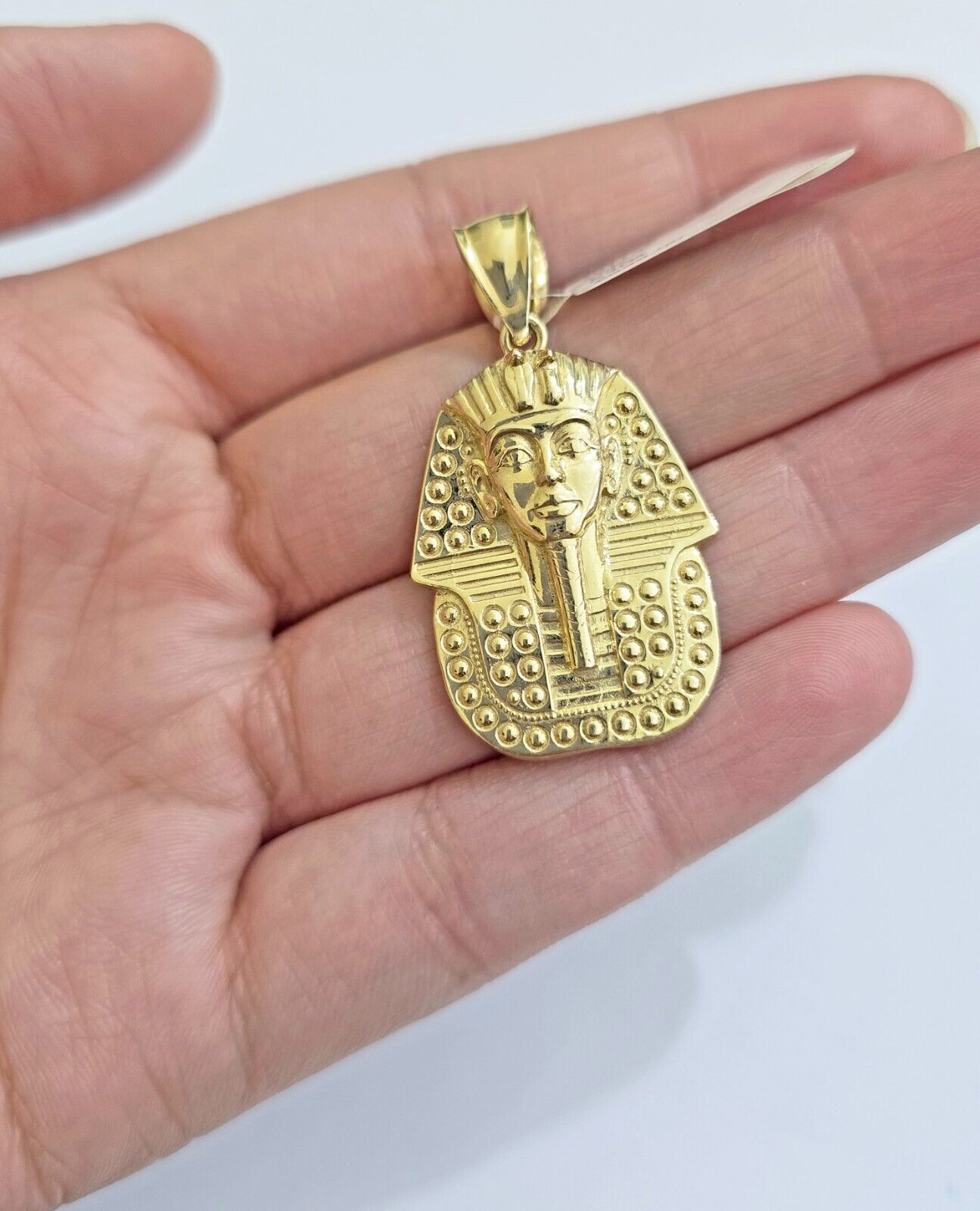 10k Yellow Gold Pendant Pharoah Head Charm Egyptian REAL 10kt For Mens Chain - Reva Jeweler