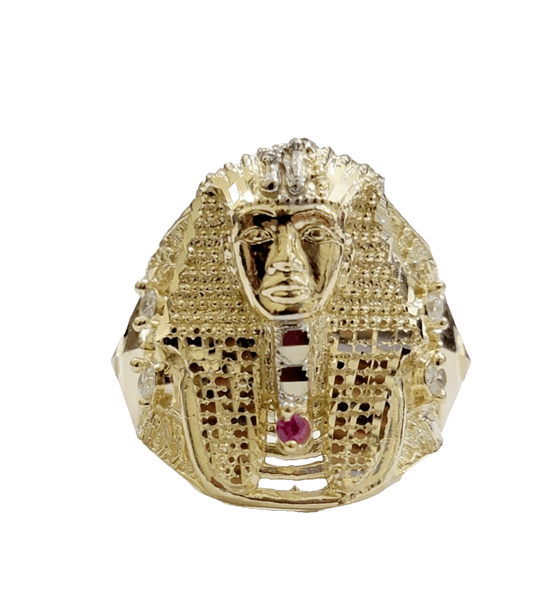 10k Yellow Gold Pharoah Head Ring Band Size 11 Real 10kt SALE Men Casual Pinky - Reva Jeweler