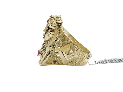 10k Yellow Gold Pharoah Head Ring Band Size 11 Real 10kt SALE Men Casual Pinky - Reva Jeweler