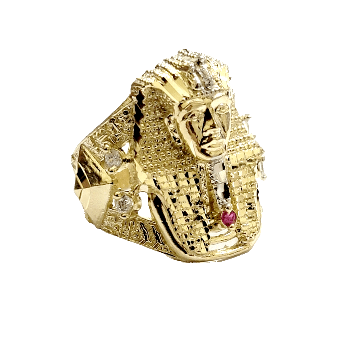 10k Yellow Gold Pharoah Head Ring Band Size 11 Real 10kt SALE Men Casual Pinky - Reva Jeweler