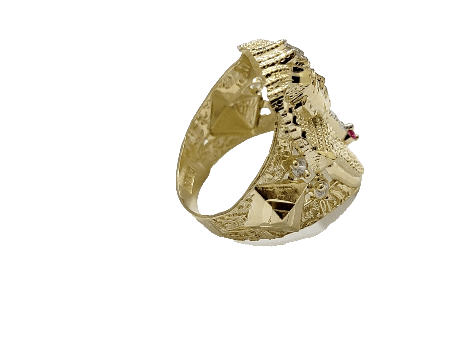 10k Yellow Gold Pharoah Head Ring Band Size 11 Real 10kt SALE Men Casual Pinky - Reva Jeweler