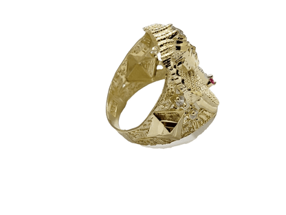 10k Yellow Gold Pharoah Head Ring Band Size 11 Real 10kt SALE Men Casual Pinky - Reva Jeweler