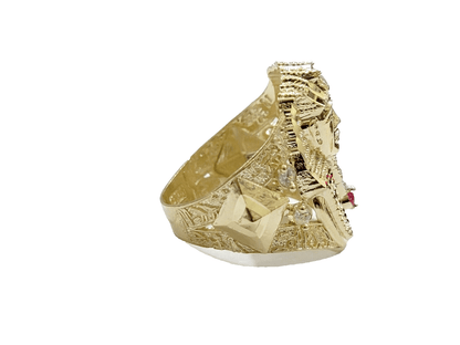 10k Yellow Gold Pharoah Head Ring Band Size 11 Real 10kt SALE Men Casual Pinky - Reva Jeweler