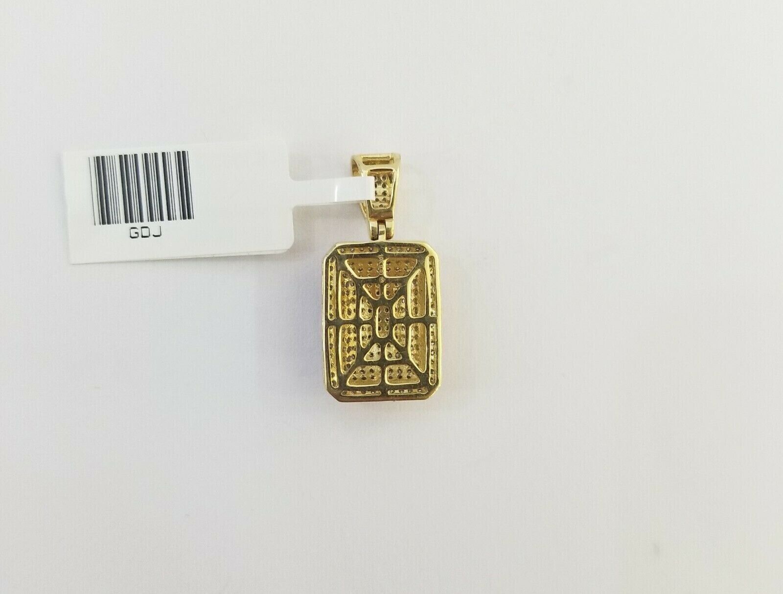 10K Yellow Gold Real 0.51CT Diamond Pillow Charm 1"Inch Square 3D Dome Pendent - Reva Jeweler