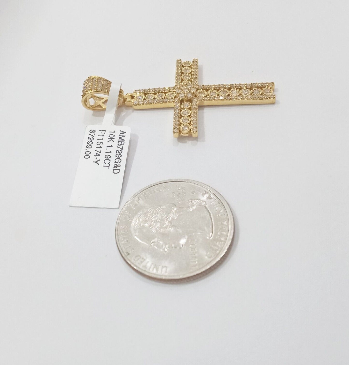 10k Yellow Gold Real Diamond Cross Charm Pendant 10kt gold - GoldenlinQ