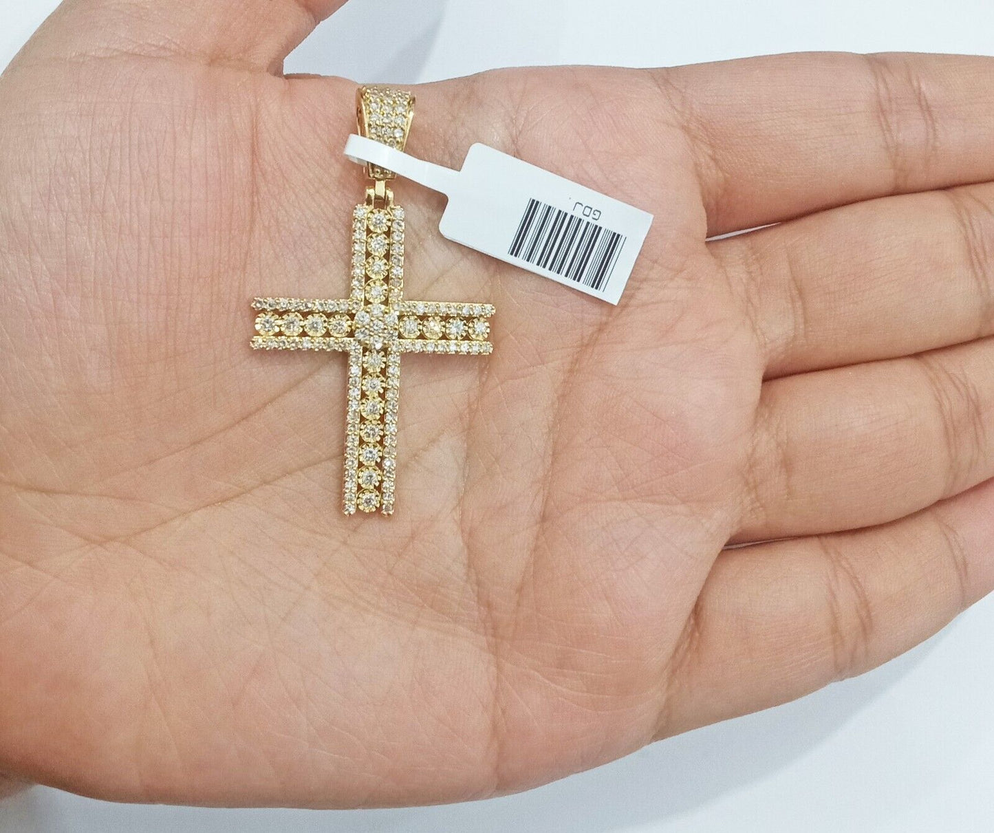 10k Yellow Gold Real Diamond Cross Charm Pendant 10kt gold - GoldenlinQ