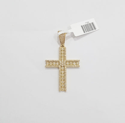 10k Yellow Gold Real Diamond Cross Charm Pendant 10kt gold - GoldenlinQ