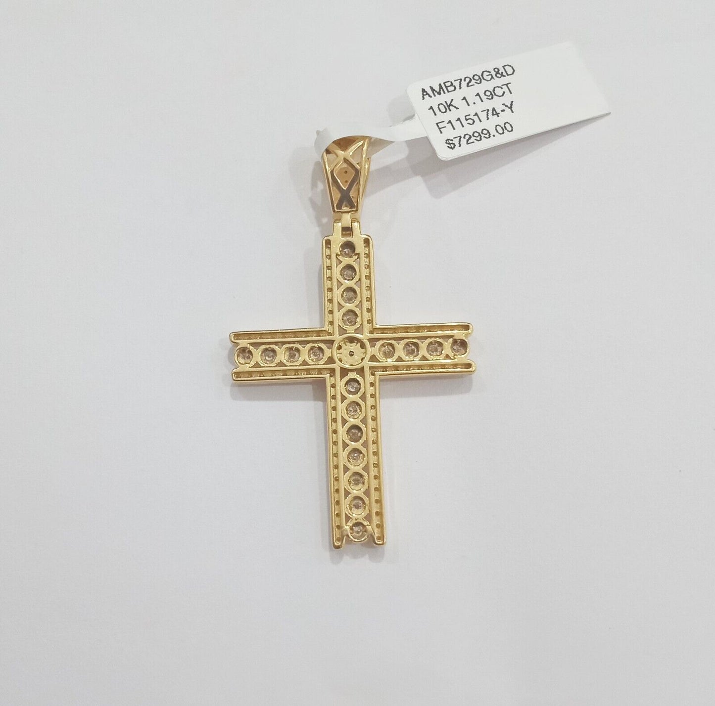 10k Yellow Gold Real Diamond Cross Charm Pendant 10kt gold - GoldenlinQ
