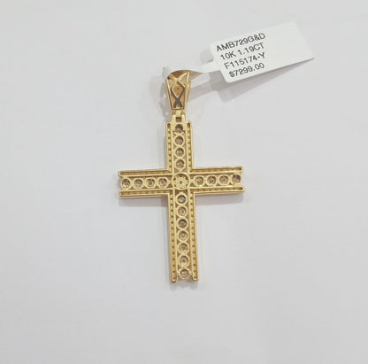 10k Yellow Gold Real Diamond Cross Charm Pendant 10kt gold - GoldenlinQ