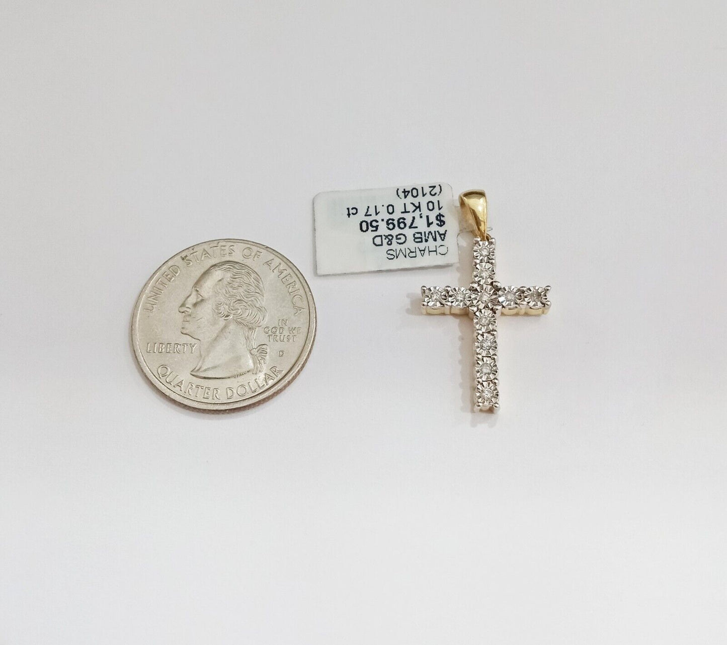 10k Yellow Gold Real Diamond Cross Charm Pendant Men Women - GoldenlinQ