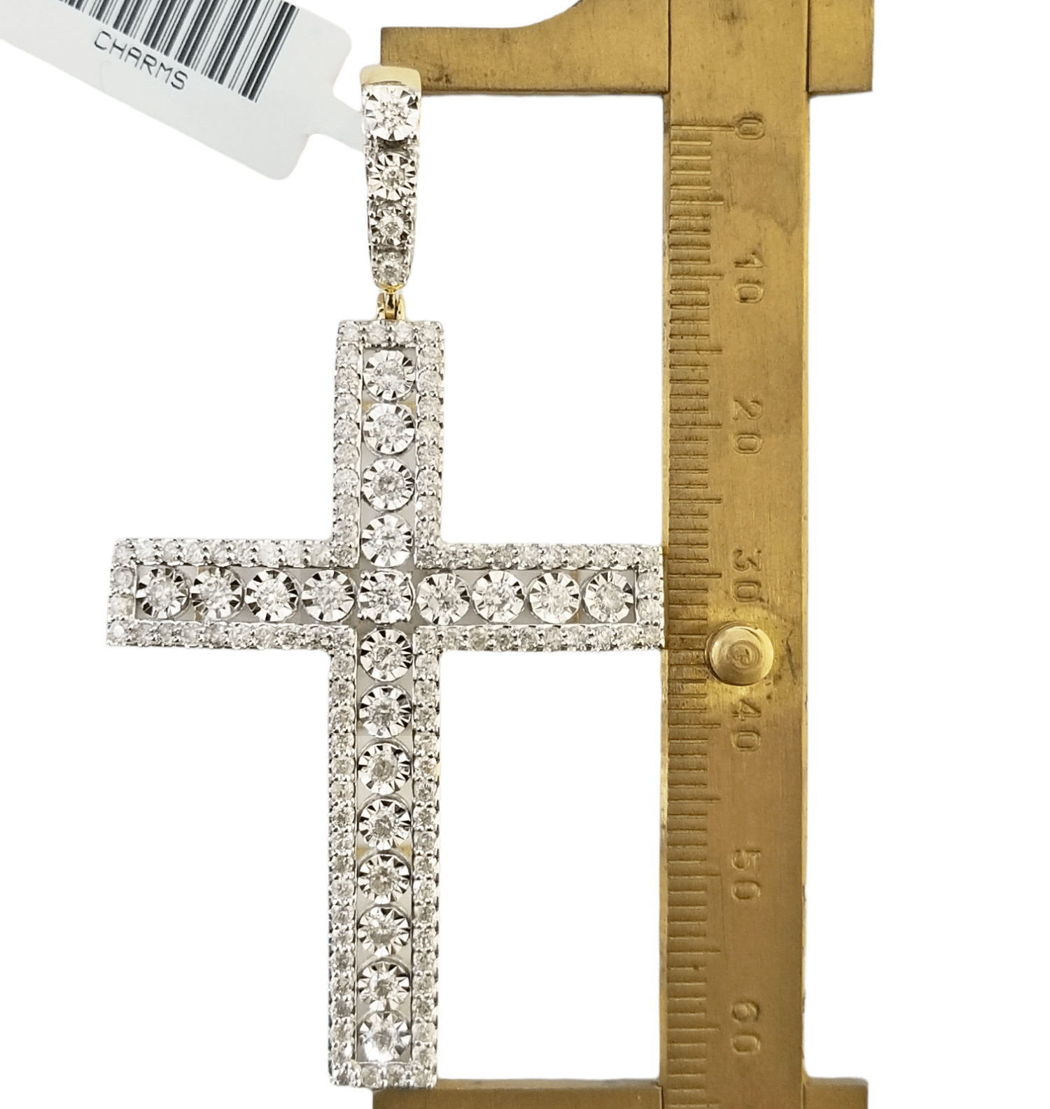 10K Yellow Gold Real Diamond Cross Pendent Religious Jesus Charm - Reva Jeweler