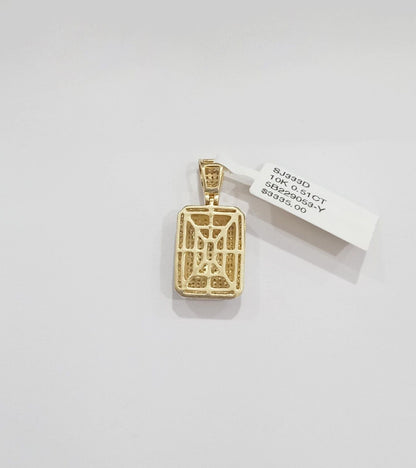 10k Yellow Gold Real Diamond Pillow Charm Pendant Men Women - GoldenlinQ
