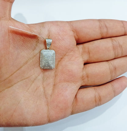 10k Yellow Gold Real Diamond Pillow Charm Pendant Men Women - GoldenlinQ