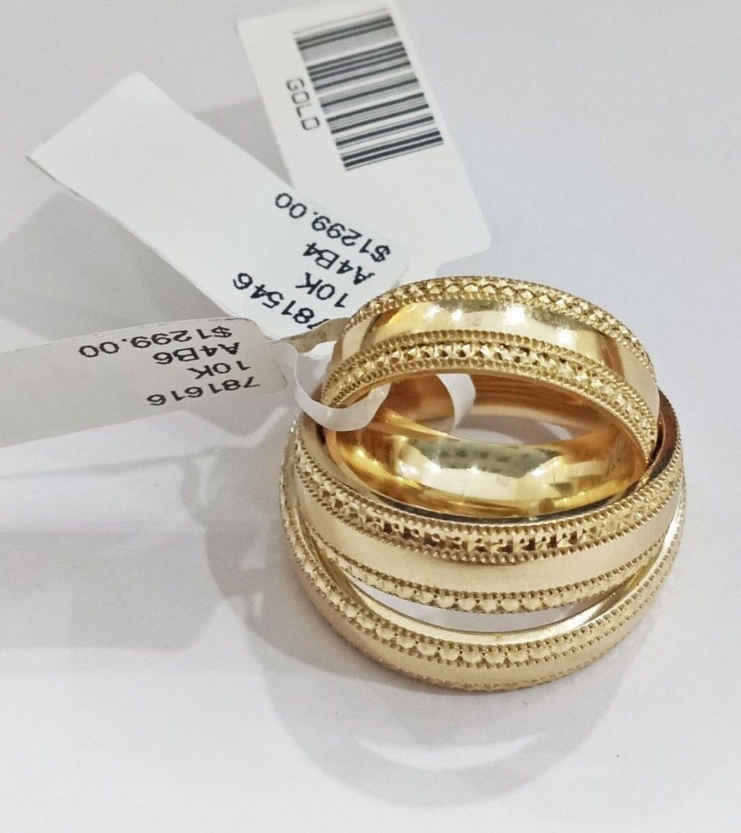 10k Yellow Gold Ring Band Men's Engagement Wedding Anniversary Real 10kt gold, 9 - GoldenlinQ