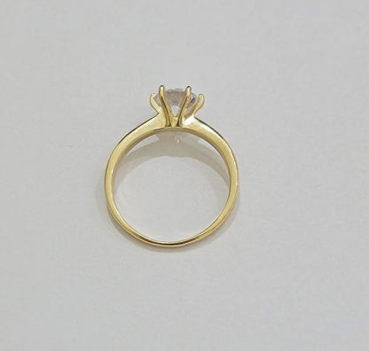 10k Yellow Gold Ring Ladies Solitaire Engagement Wedding Band REAL Women SZ 7 - Reva Jeweler