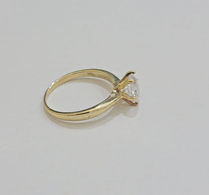 10k Yellow Gold Ring Ladies Solitaire Engagement Wedding Band REAL Women SZ 7 - Reva Jeweler