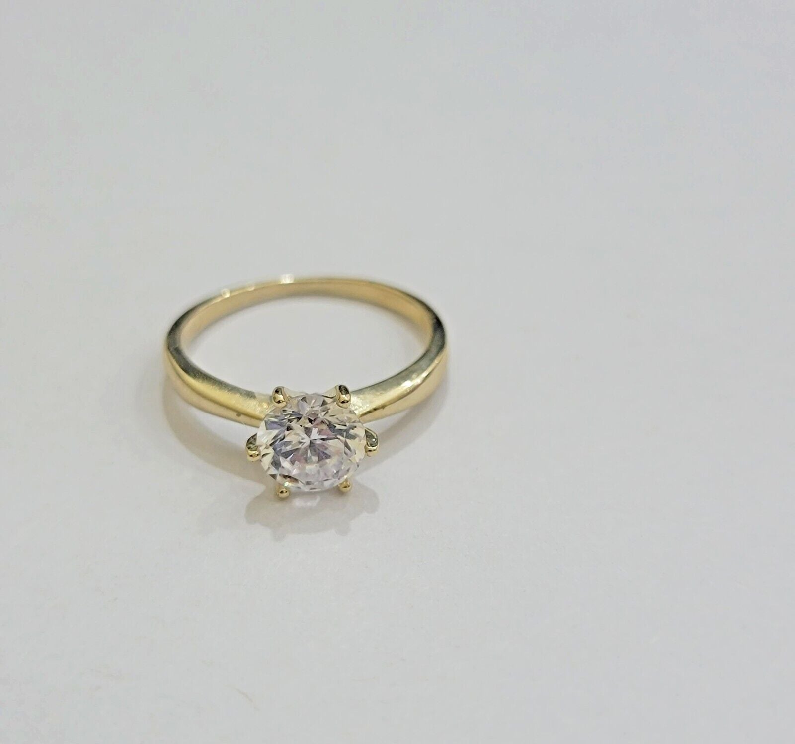 10k Yellow Gold Ring Ladies Solitaire Engagement Wedding Band REAL Women SZ 7 - Reva Jeweler