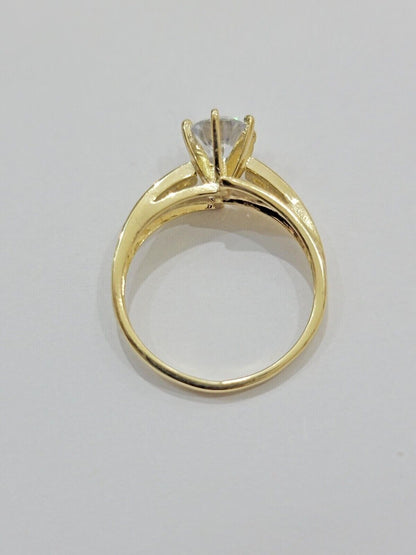 10k Yellow Gold Ring Ladies Wedding Band Real 10kt Solitaire Engagement Women - Reva Jeweler