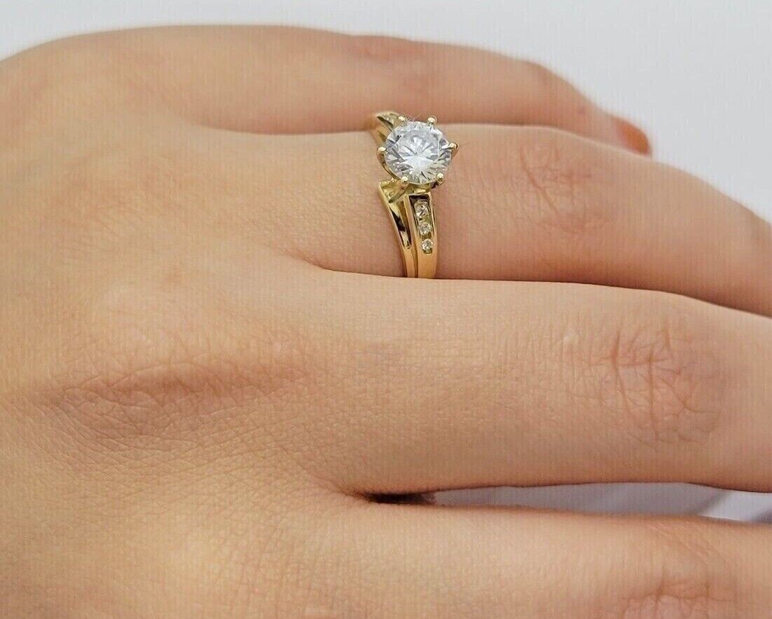 10k Yellow Gold Ring Ladies Wedding Band Real 10kt Solitaire Engagement Women - Reva Jeweler