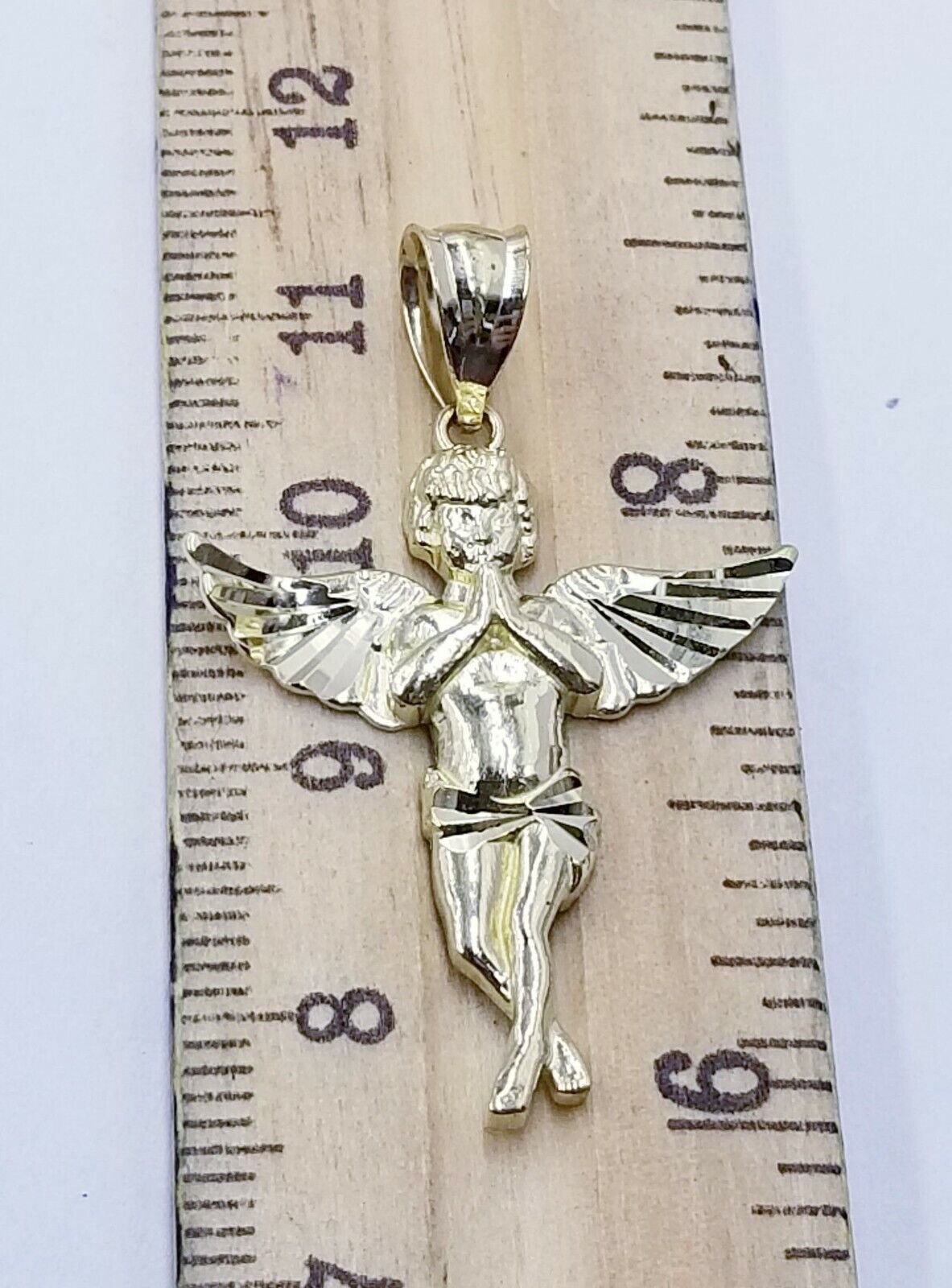 10k Yellow Gold Rope Chain, Angel Charm Pendant Necklace Set 18" - 28" Real 10kt - Reva Jeweler
