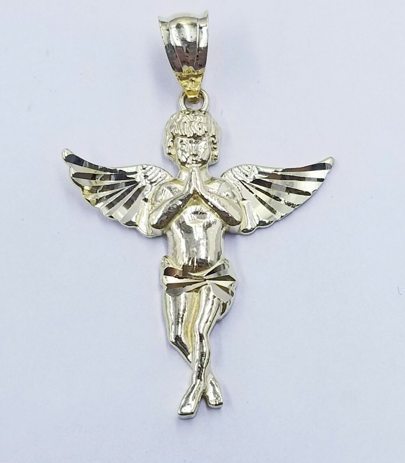 10k Yellow Gold Rope Chain, Angel Charm Pendant Necklace Set 18" - 28" Real 10kt - Reva Jeweler