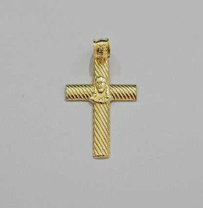 10k Yellow Gold Rope Chain Jesus Cross Charm Pendant Set 18 - 28'' Inches Necklace - Reva Jeweler