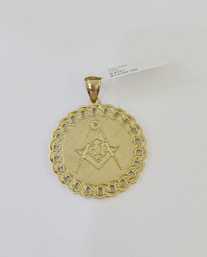 10k Yellow Gold Rope Chain Masonic Charm Set 4mm 18" - 26"Inch Necklace - GoldenlinQ