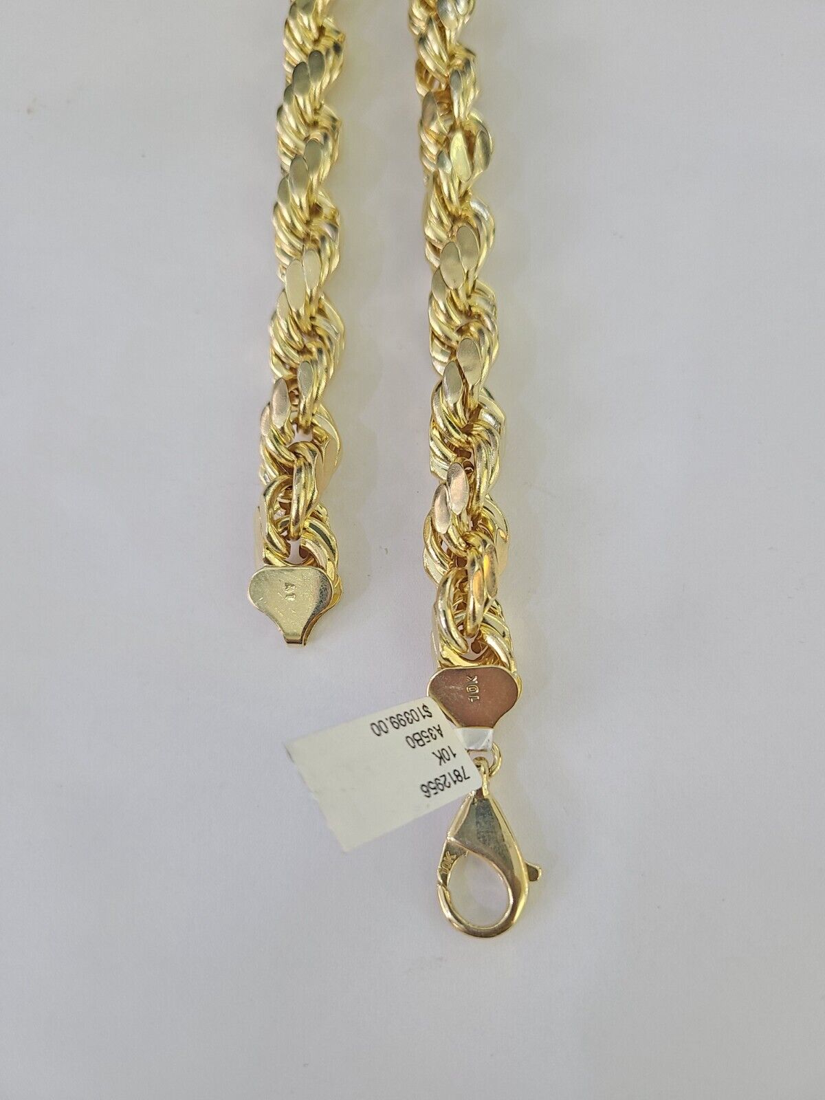 10K Yellow Gold Rope Chain Mens Necklace 10mm 18" 22" 24" 26" 28" 30" Inch - GoldenlinQ