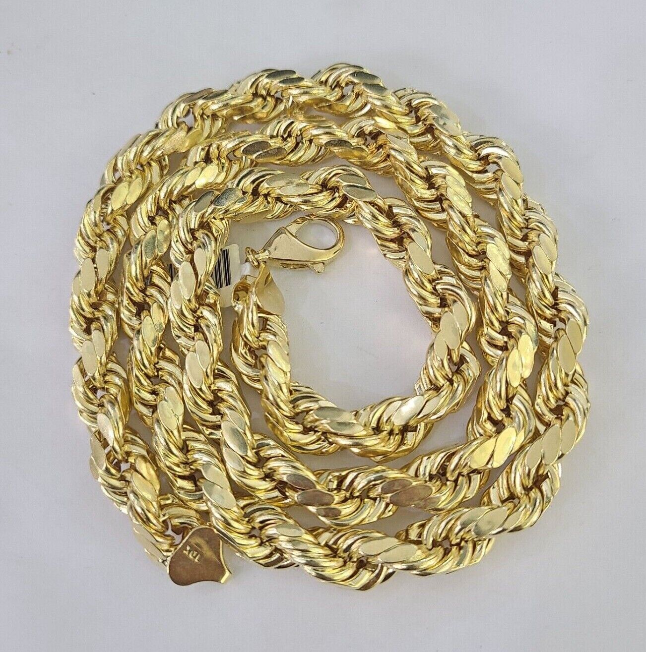 10K Yellow Gold Rope Chain Mens Necklace 10mm 18" 22" 24" 26" 28" 30" Inch - GoldenlinQ
