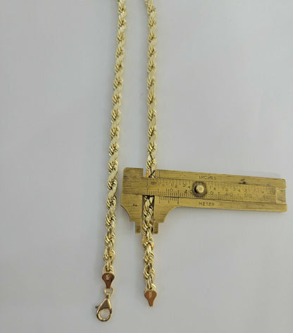 10k Yellow Gold Rope Chain Necklace 18" - 30" Men Women 4mm - 10mm Real Gold Hollow - Reva Jeweler
