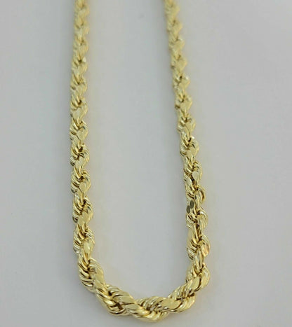 10k Yellow Gold Rope Chain Necklace 18" - 30" Men Women 4mm - 10mm Real Gold Hollow - Reva Jeweler