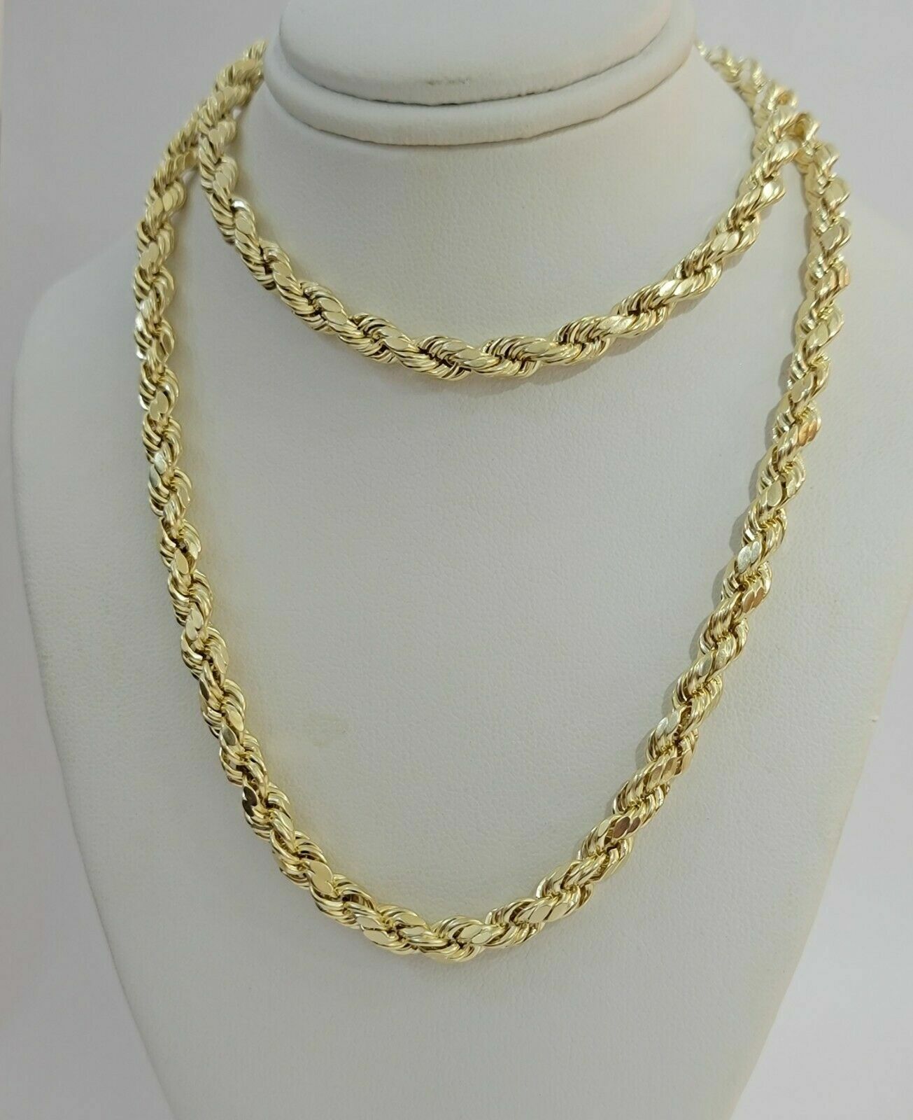 10k Yellow Gold Rope Chain Necklace 18" - 30" Men Women 4mm - 10mm Real Gold Hollow - Reva Jeweler
