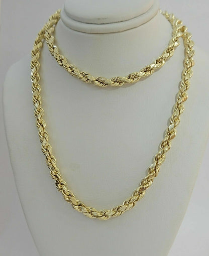 10k Yellow Gold Rope Chain Necklace 18" - 30" Men Women 4mm - 10mm Real Gold Hollow - Reva Jeweler