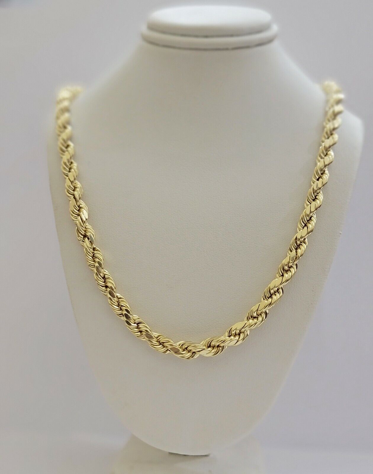 10k Yellow Gold Rope Chain Necklace 18" - 30" Men Women 4mm - 10mm Real Gold Hollow - Reva Jeweler